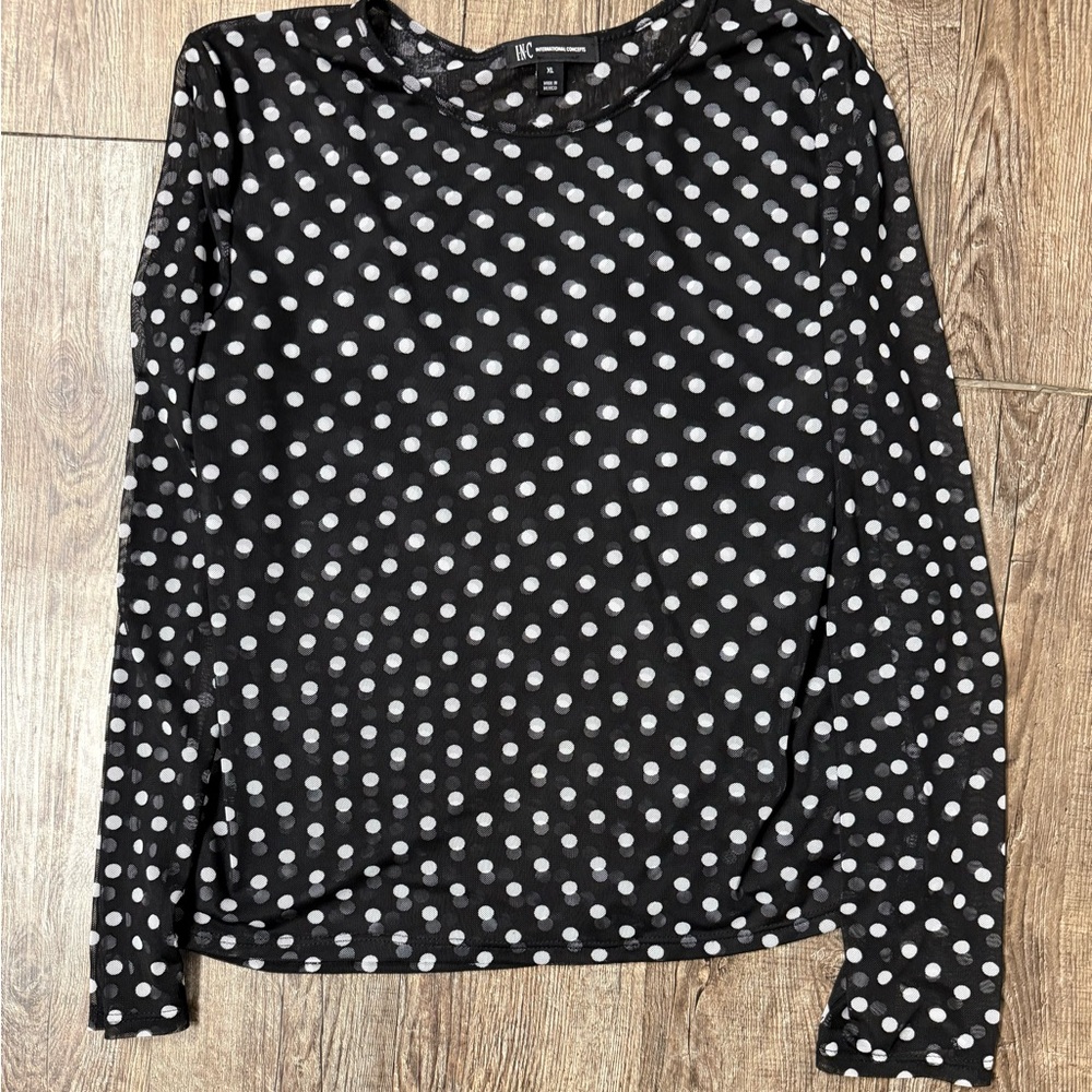 INC Black and White Polka Dot Women's Top